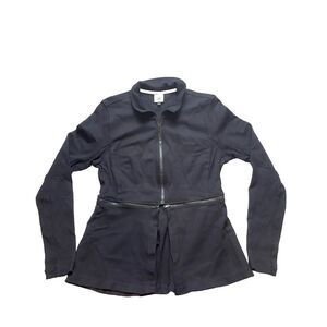 Cabi Jacket‎ Womens Medium Black Convertible Long Cropped Peplum Rayon Stretch
